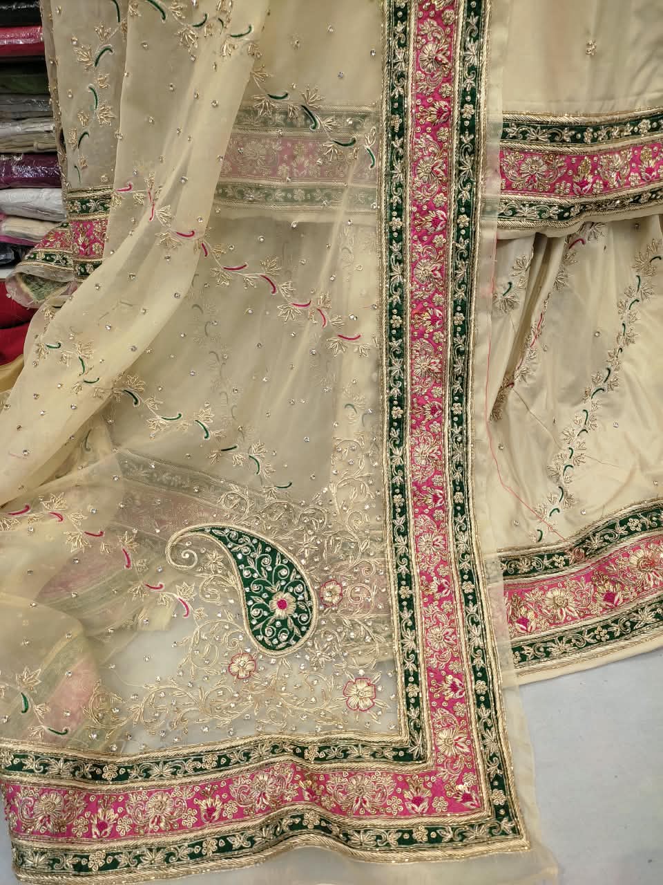 Ivory Meena Embroidered Fabric, view 1 of 1